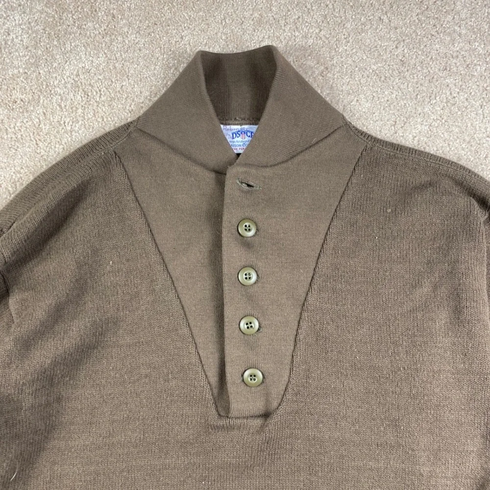Garrison Collection Mens XL Olive Drab 5 Button Shawl Collar Military Sweater